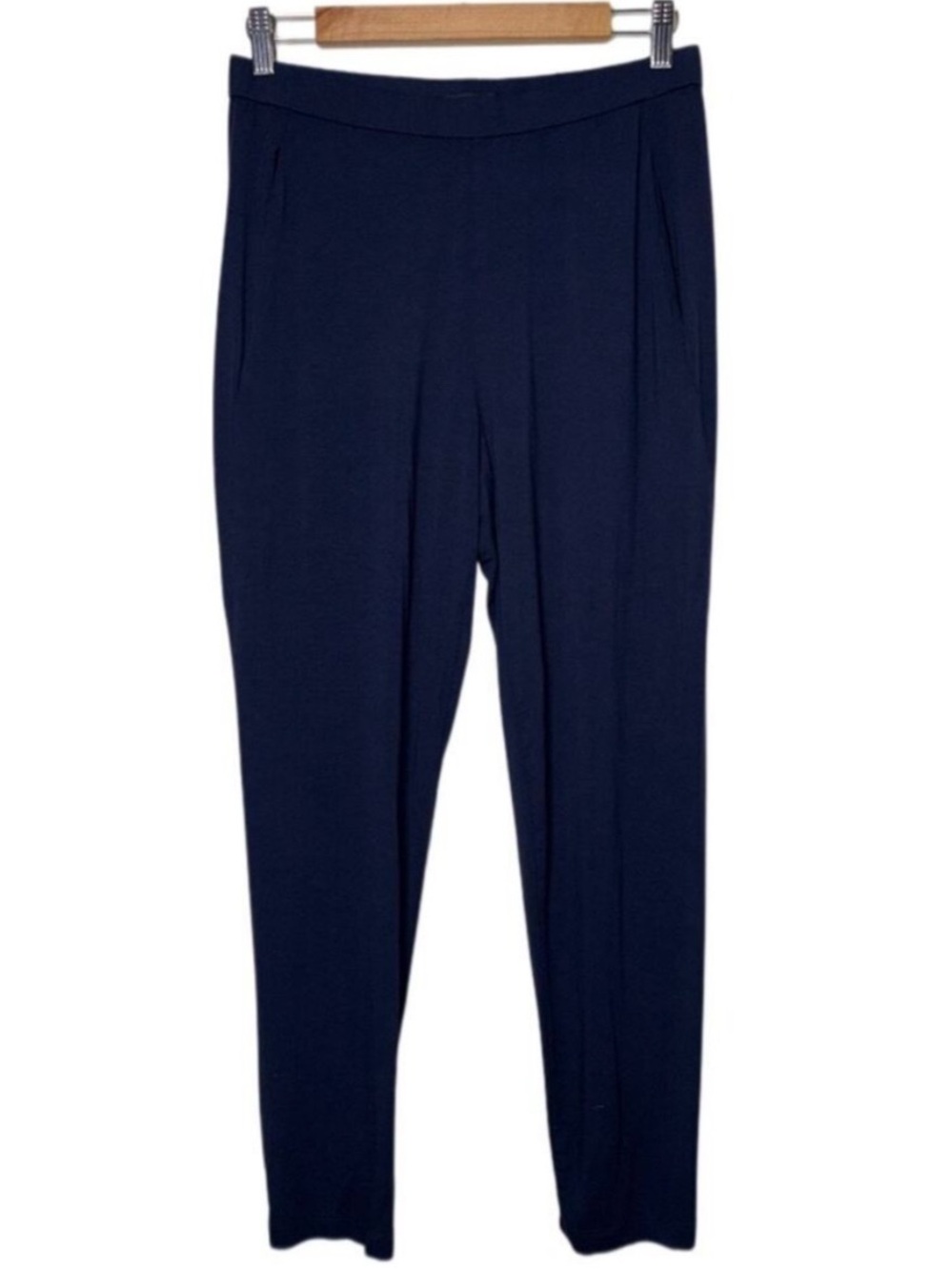Eileen Fisher System Viscose Jersey Easy Pant Woman's Small Ankle Length In Navy